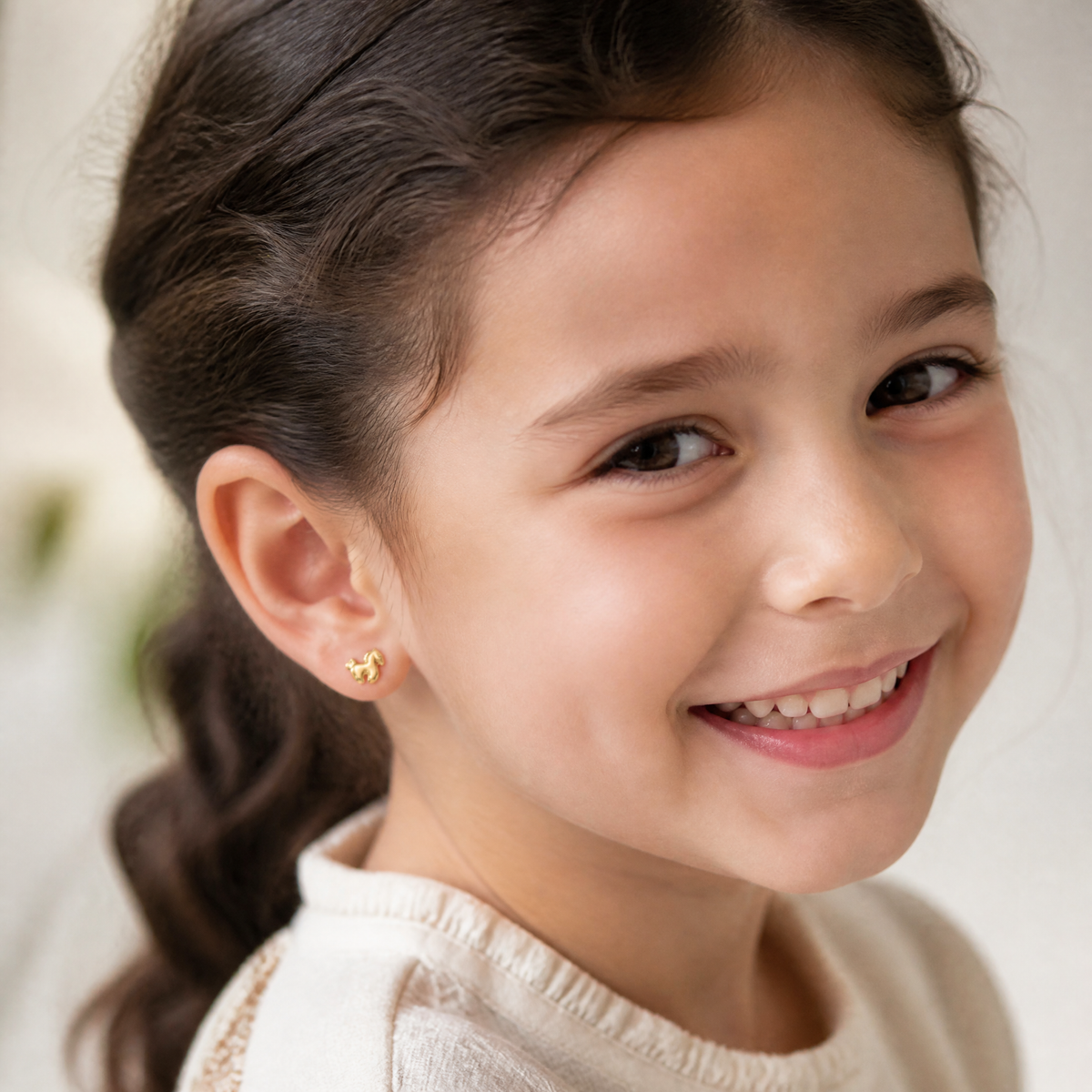 14k Madi K Pony Screwback Earrings - Model Shot