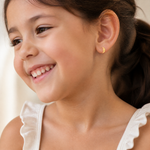 14k Madi K Moon w/ face Post Earrings - Model Shot