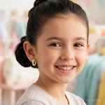 14k Madi K CZ Children's Hinged Hoop Earrings - Model Shot