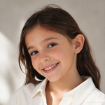 14k White Gold Madi K Children's Cross Post Earrings - Model Shot