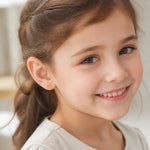 14k Yellow & Rose Madi K Gold Children's Crown Post Earrings - Model Shot