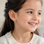14k Madi K CZ Children's Christmas Tree Dangle Post Earrings - Model Shot