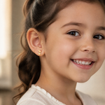 14k Yellow & Rose Gold Madi K CZ Children's Reindeer Post Earrings - Model Shot