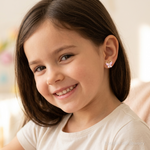 14k Madi K Kids Pink CZ Butterfly Post Earrings - Model Shot