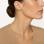 14k Faceted & Polished Hinged 6mm Hoop Earrings - Model Shot