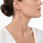 Sterling Silver Rhodium-plated Pink Crystal Flamingo Leverback Earrings - Model Shot
