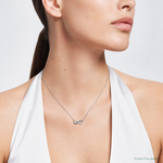 Sterling Silver Rhodium-Plated Polished Crystal Eternity 16.5 +2in Necklace - Model Shot