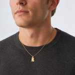 14k & Rhodium Polished & Textured Owl Pendant - Model Shot