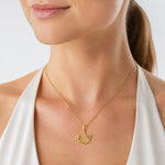 14k Polished & Textured CZ Bird & Triangle Star of David Pendant - Model Shot