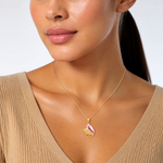14K Polished 3-D Pink and White Enameled Conch Shell Pendant - Model Shot