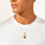 14k Enameled Angel on Heart Pendant - Model Shot