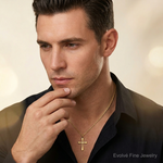 14k Polished Cross Pendant - Model Shot