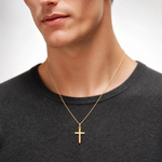 14k Hollow Cross Pendant - Model Shot