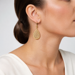 14k Teardrop Filigree Dangle Leverback Earrings - Model Shot