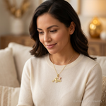 14k Two-tone MOM w/Heart Pendant - Model Shot