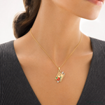 14k Two-tone 3-D Enameled ABC School Book Pendant - Model Shot