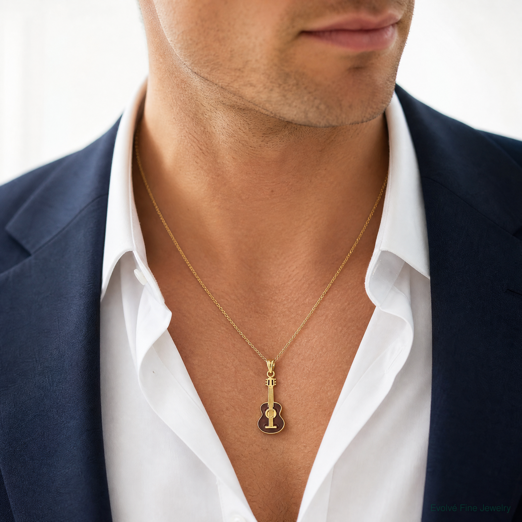 14k Enameled Guitar Pendant - Model Shot