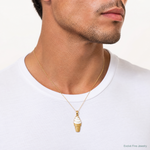14k Enameled Vanilla Ice Cream Cone Pendant - Model Shot