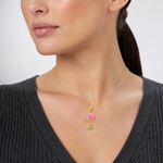 14k Enameled 3-D Pink Flamingo Pendant - Model Shot