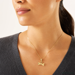14k Dog Bone Pendant - Model Shot