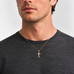 14k Polished Cross Pendant - Model Shot