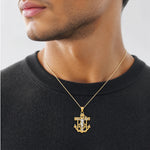 14k Two-tone Mariner's Crucifix Pendant - Model Shot