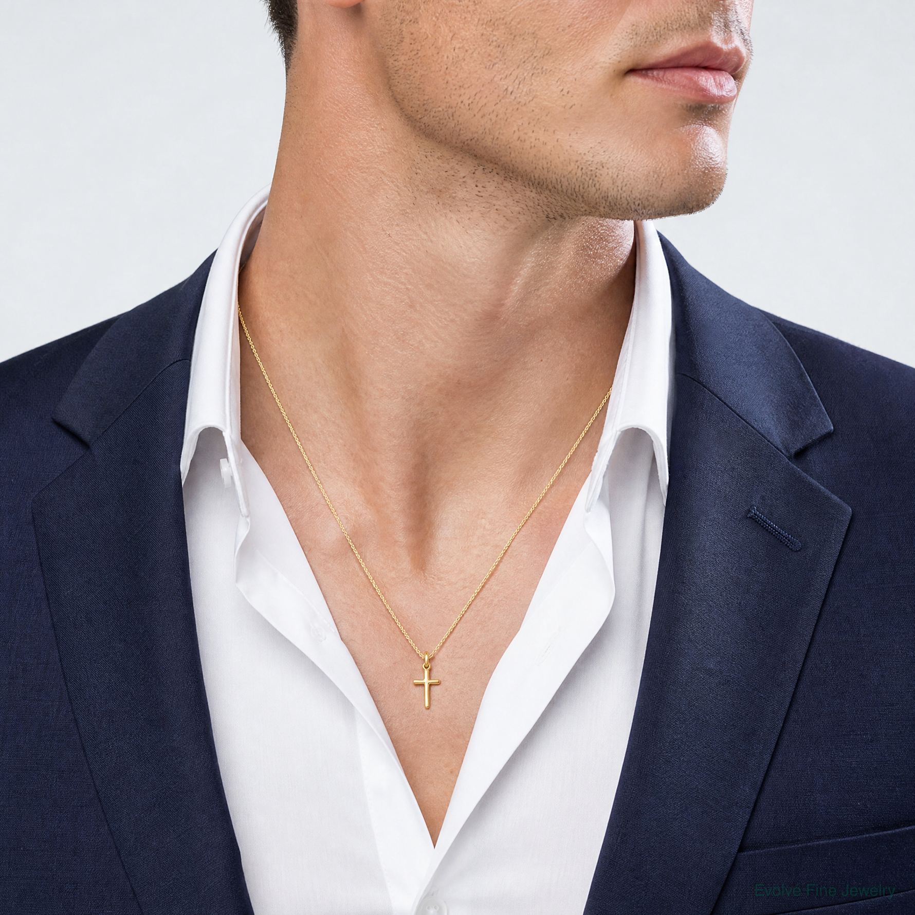 14k Small Cross Charm - Model Shot