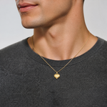 14K Polished and Satin Diamond-cut 3-D Puffed Heart Pendant - Model Shot