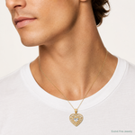 14K and White Rhodium Polished Diamond-cut Filigree Heart Pendant - Model Shot