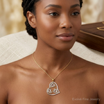 14K w/ Rhodium Polished Hearts Inside Heart Pendant - Model Shot
