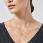 14k Two-tone w/White Rhodium I LOVE YOU Heart Pendant - Model Shot