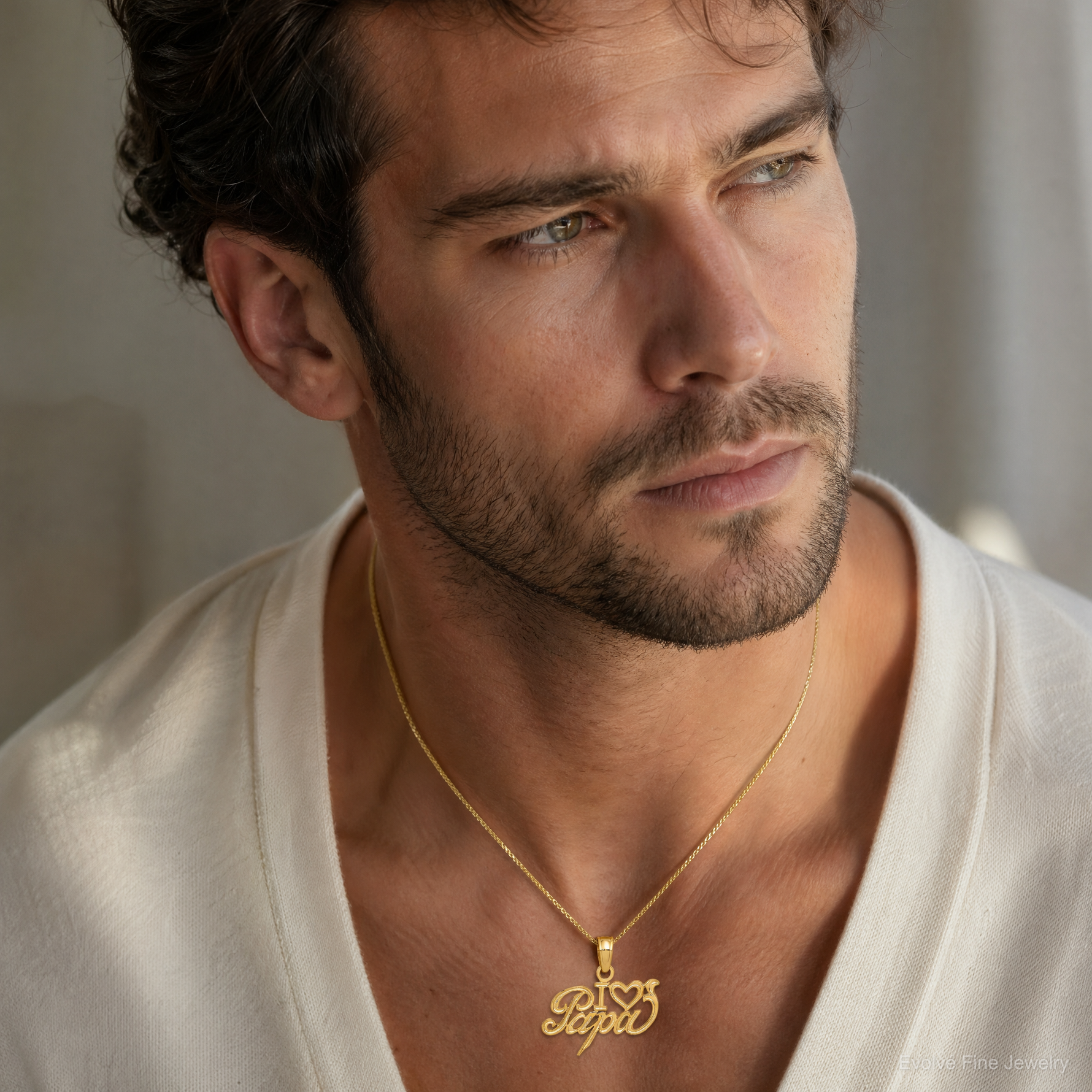 14k I Heart PAPA Charm - Model Shot