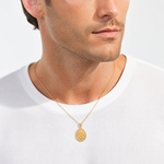 14k Fleur-De-Lis on Oval Disk Pendant - Model Shot