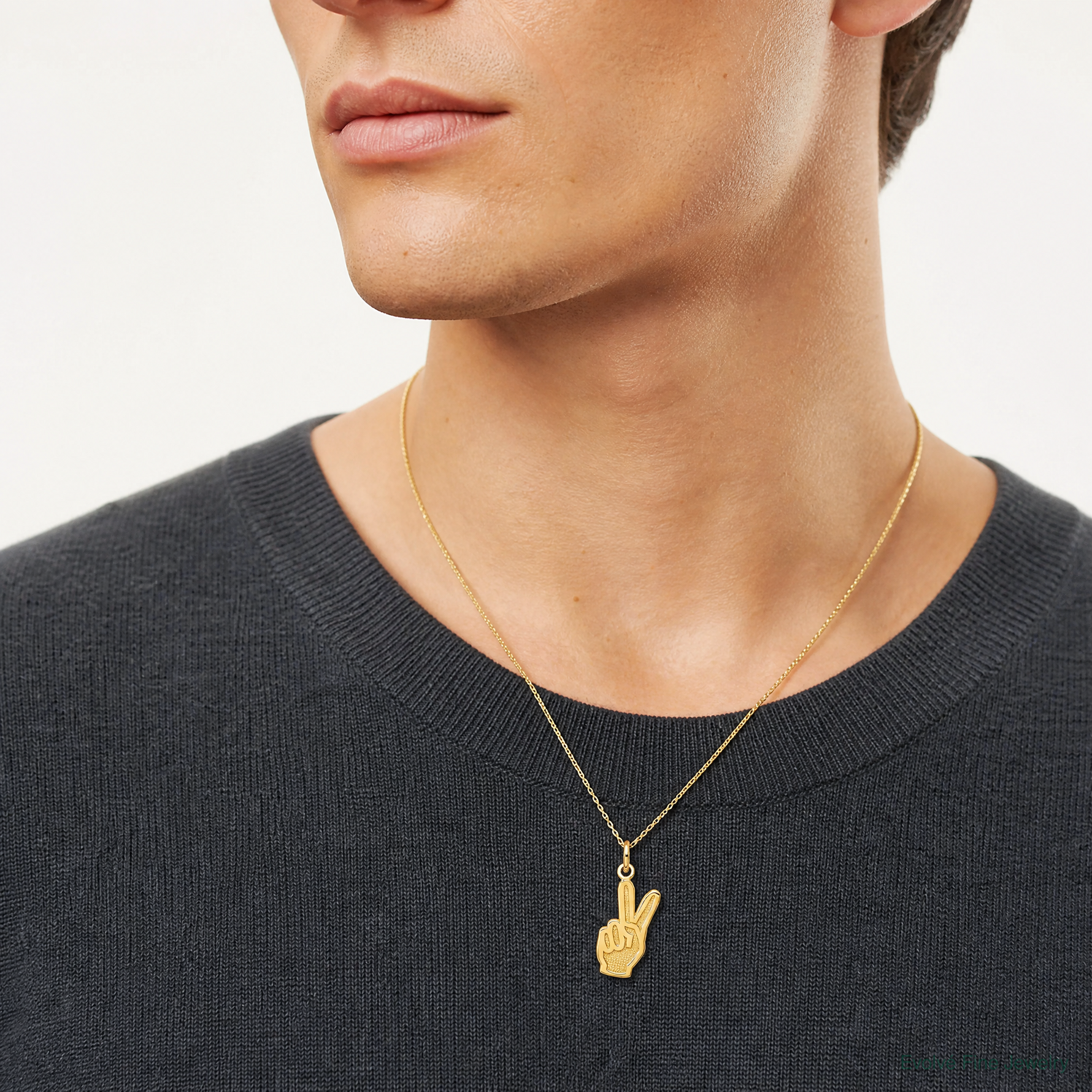 14k Peace Sign Charm - Model Shot
