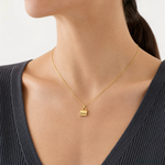 14K 3D Enameled Coffee Cup Pendant - Model Shot
