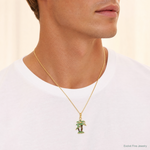 14k 3D Enameled Palm Trees Pendant - Model Shot