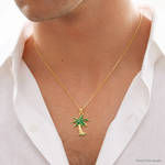 14k Enameled Palm Tree Pendant - Model Shot