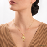 14k Palm Tree Pendant - Model Shot