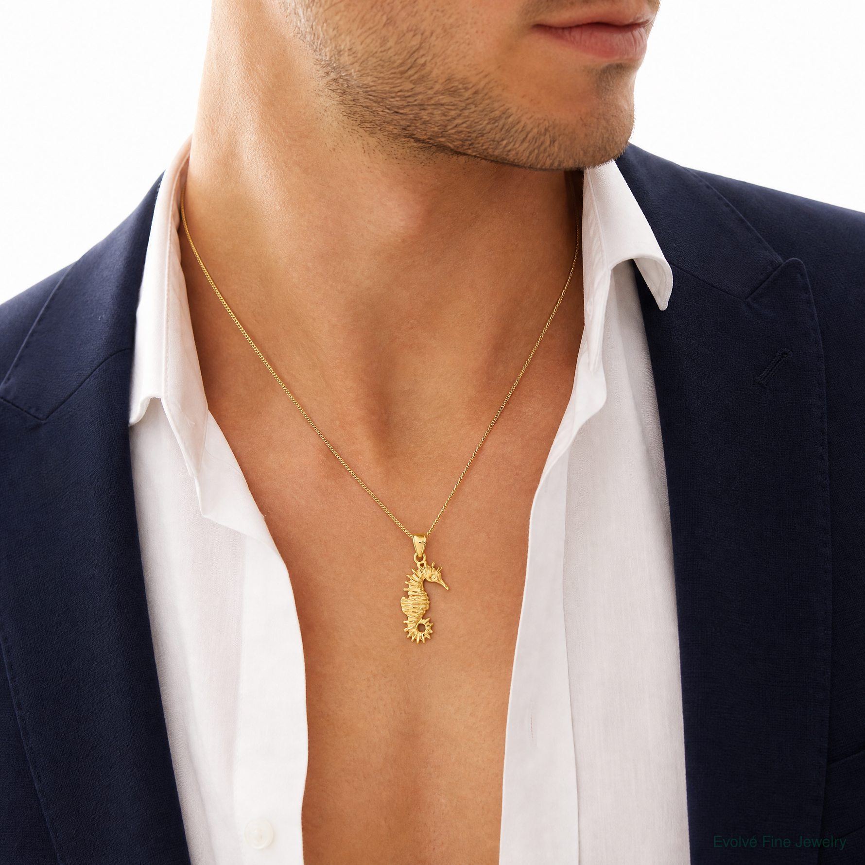 14K Seahorse Pendant - Model Shot