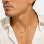 14K Dolphin and Palm Tree Pendant - Model Shot