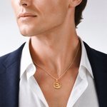 14k Double Dolphin Circle Pendant - Model Shot