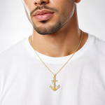 14K w/ Rhodium Anchor W/Rope Pendant - Model Shot