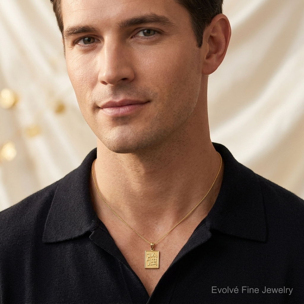 14k Strength Pendant - Model Shot