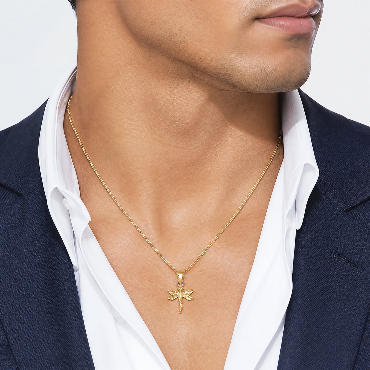 14K Dragonfly Pendant - Model Shot