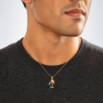 14k Enameled Flamingo Pendant - Model Shot