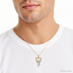 14k and Rhodium D/C Frog in Heart Pendant - Model Shot