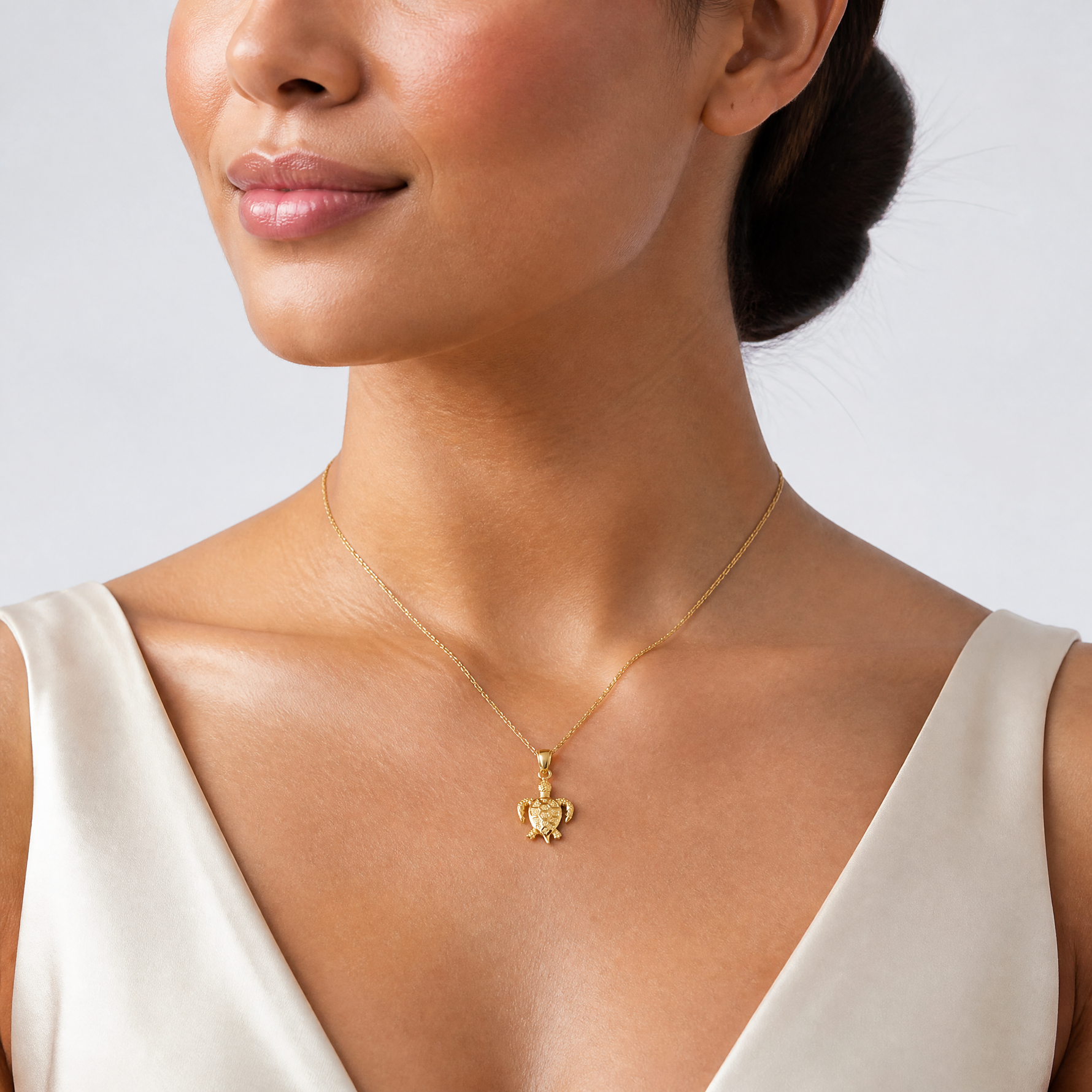 14K Turtle Pendant - Model Shot