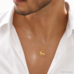 14K Diamond-cut Horse Pendant - Model Shot