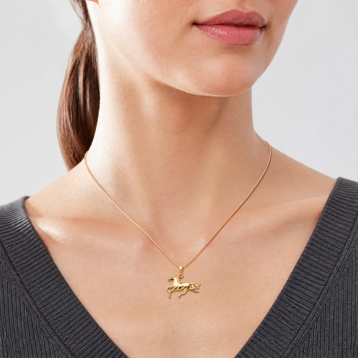 14k Horse Pendant - Model Shot