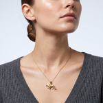 14K Diamond-cut Lion Pendant - Model Shot